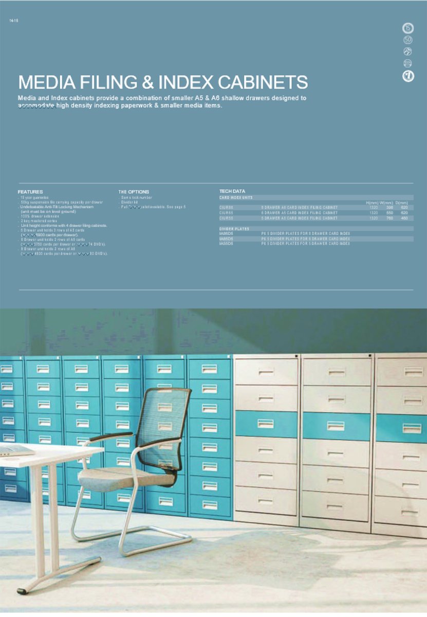 Silverline Media Card Index Filing Cabinet 3 rows of A5 cards 6900 per drawer CIUR55 CIUR55-Black None