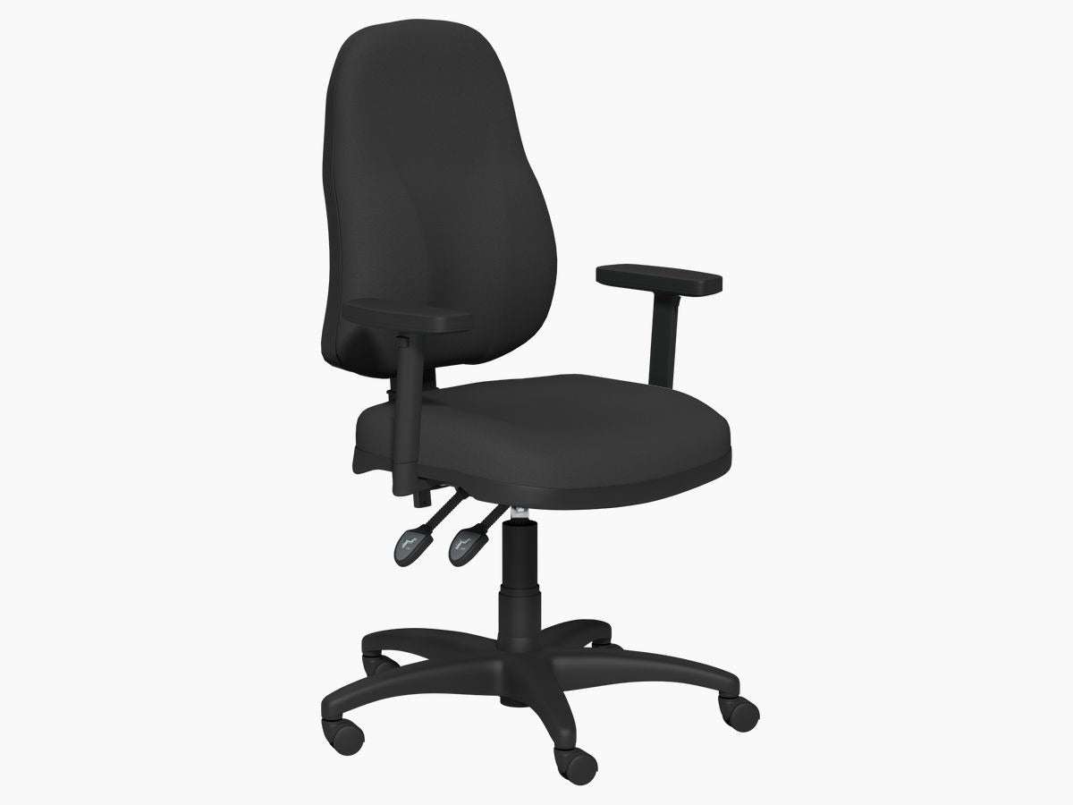 OA Series High Backrest Swivel Chair, Nylon Base - Stocked - SKU: OA2SF/ADJARMS/BBK, Fabric: BBK