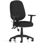Purple office chair with black base on a white background