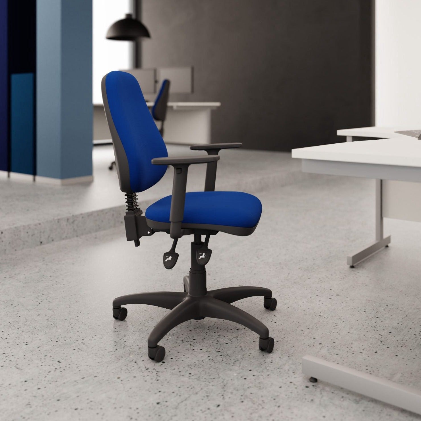 OX Task  Operator Office Chair in Blue or Black Fabric View in 360