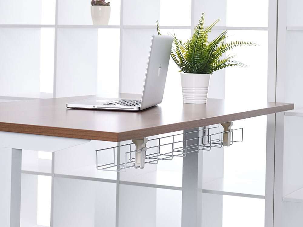 lavoro vault under desk storage locking 50cm Wide Silver Desk Cable Basket