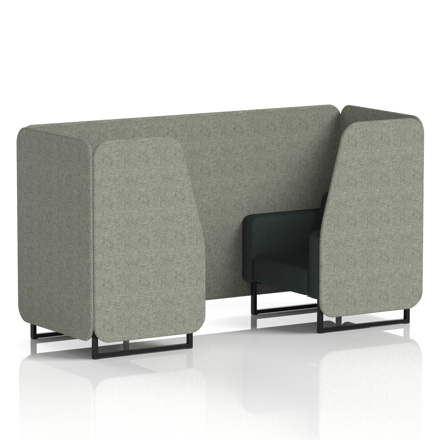 Brixworth Booth With Black Legs in Two Tone 6 Seater Charcoal Panels And Vitreous Sofa Band 1 - Rivet