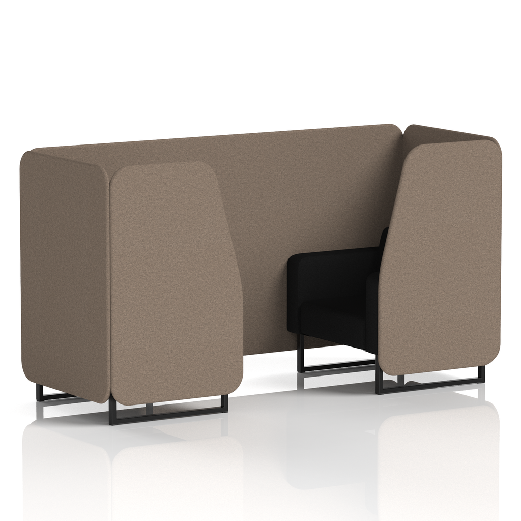 Brixworth Booth With Black Legs in Two Tone 6 Seater Olive Panels And Burnish Sofa Band 1 - Rivet