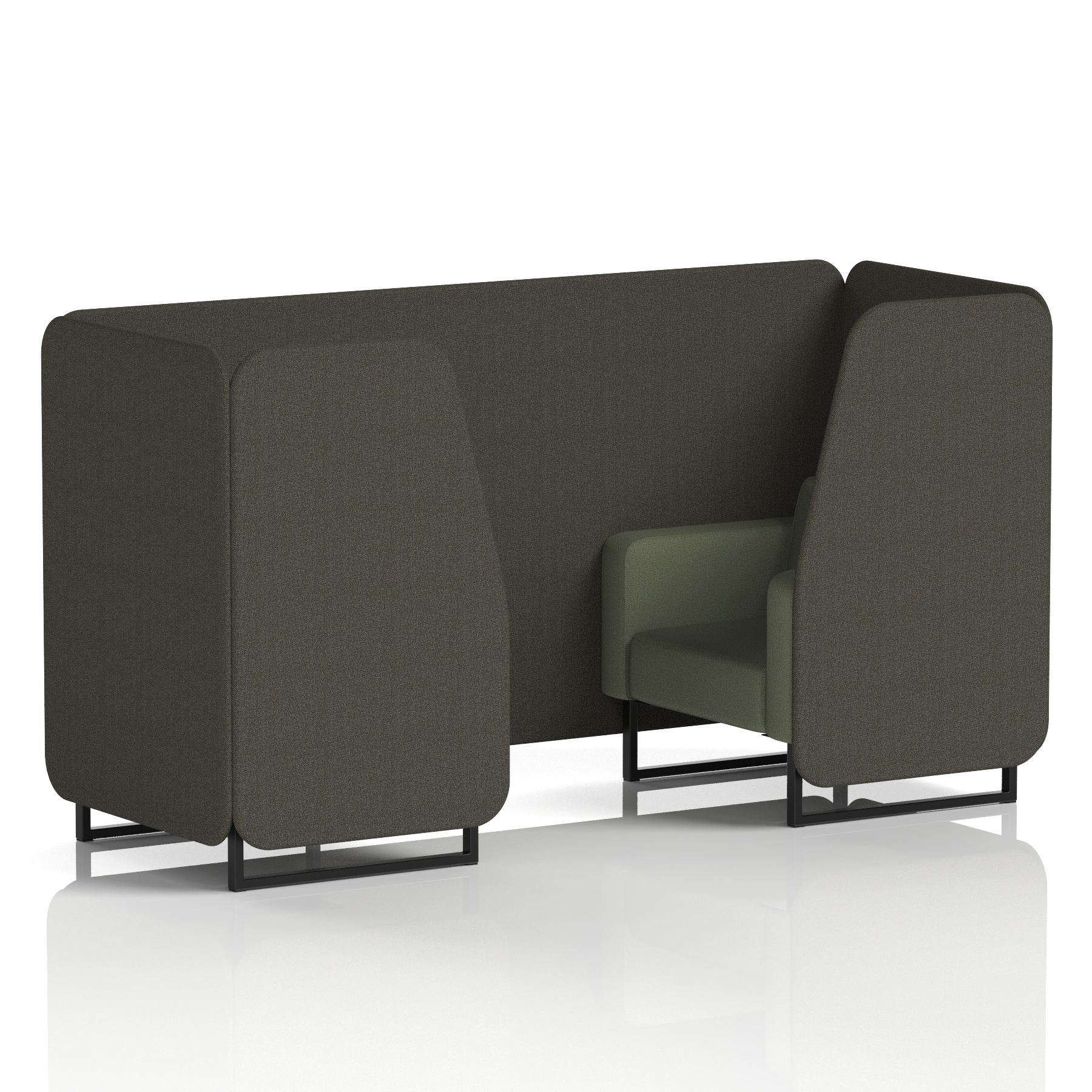 Brixworth Booth With Black Legs in Two Tone 2 Seater Vitreous Panels And Charcoal Sofa Band 1 - Rivet
