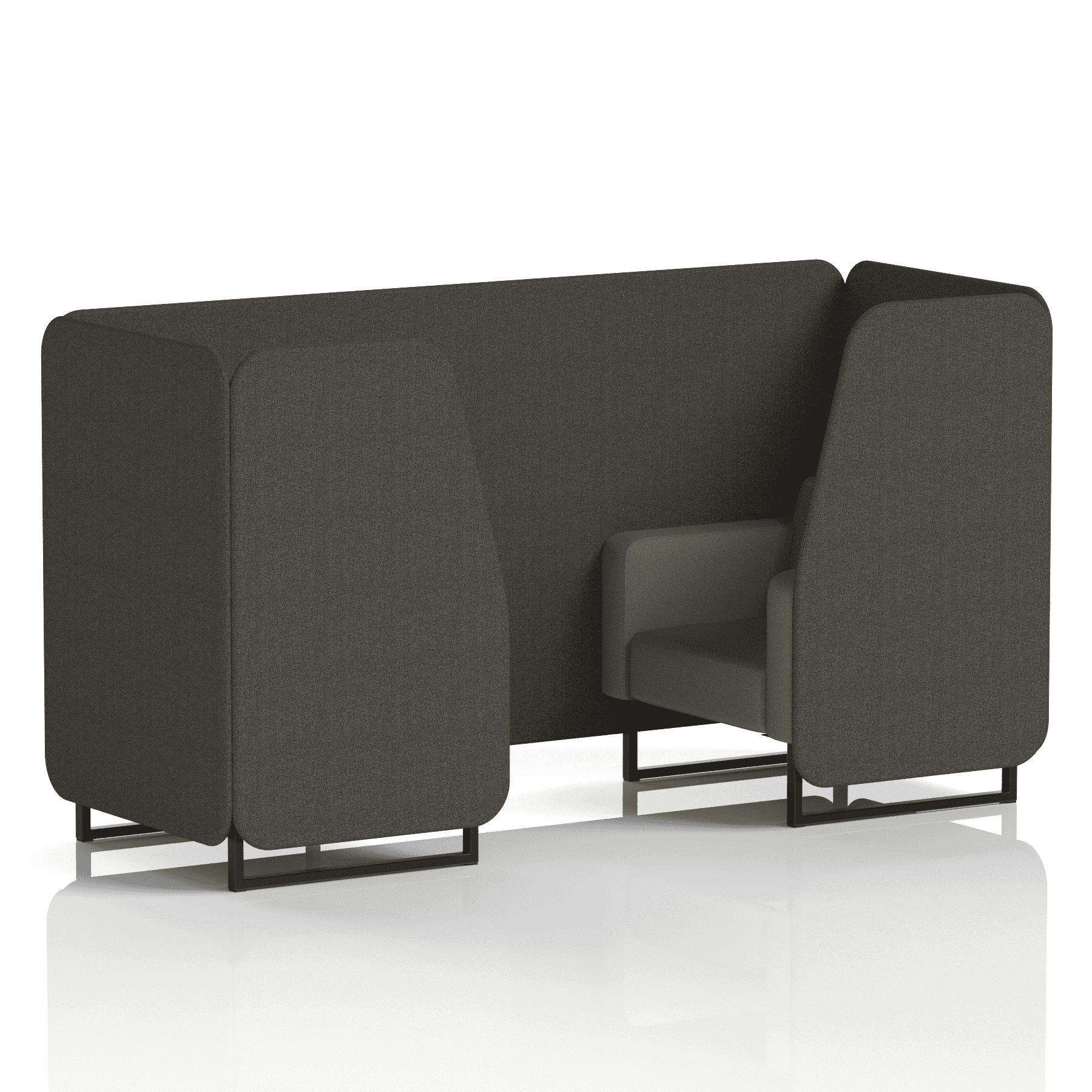 Brixworth Booth With Black Legs in Two Tone 2 Seater Vitreous Panels And Charcoal Sofa Band 1 - Rivet