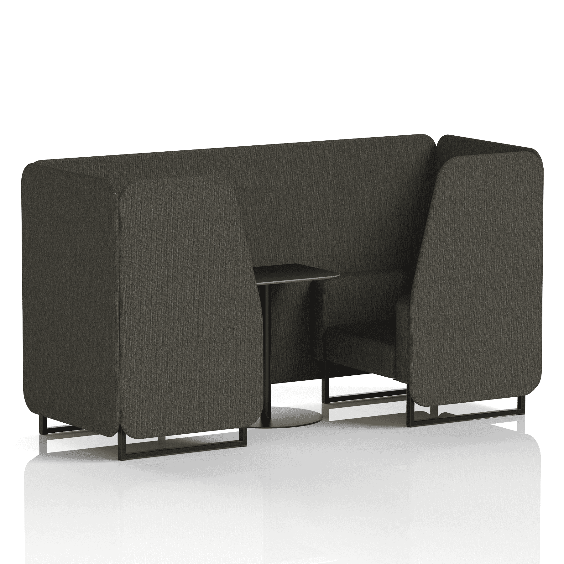 Brixworth Booth With Black Legs And Black Table In Single Tone 2 Seater Vitreous Panels And Sofa Band 1 - Rivet