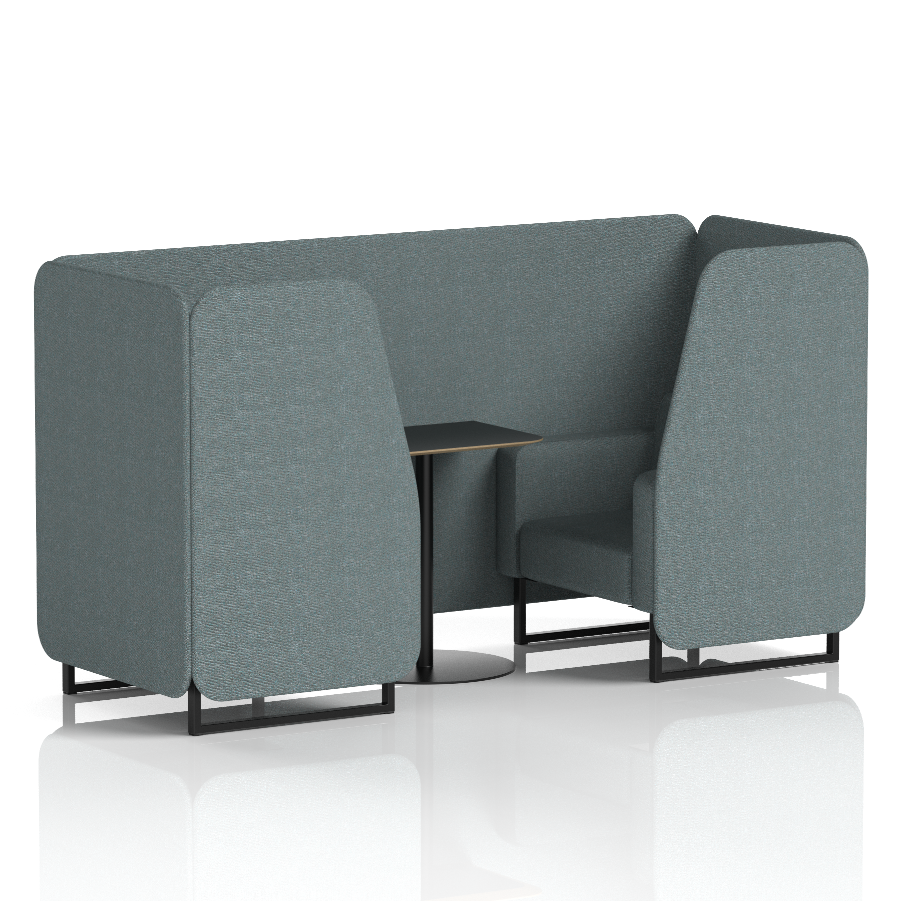 Brixworth Booth With Black Legs And Black Table In Single Tone 6 Seater Vitreous Panels And Sofa Band 1 - Rivet