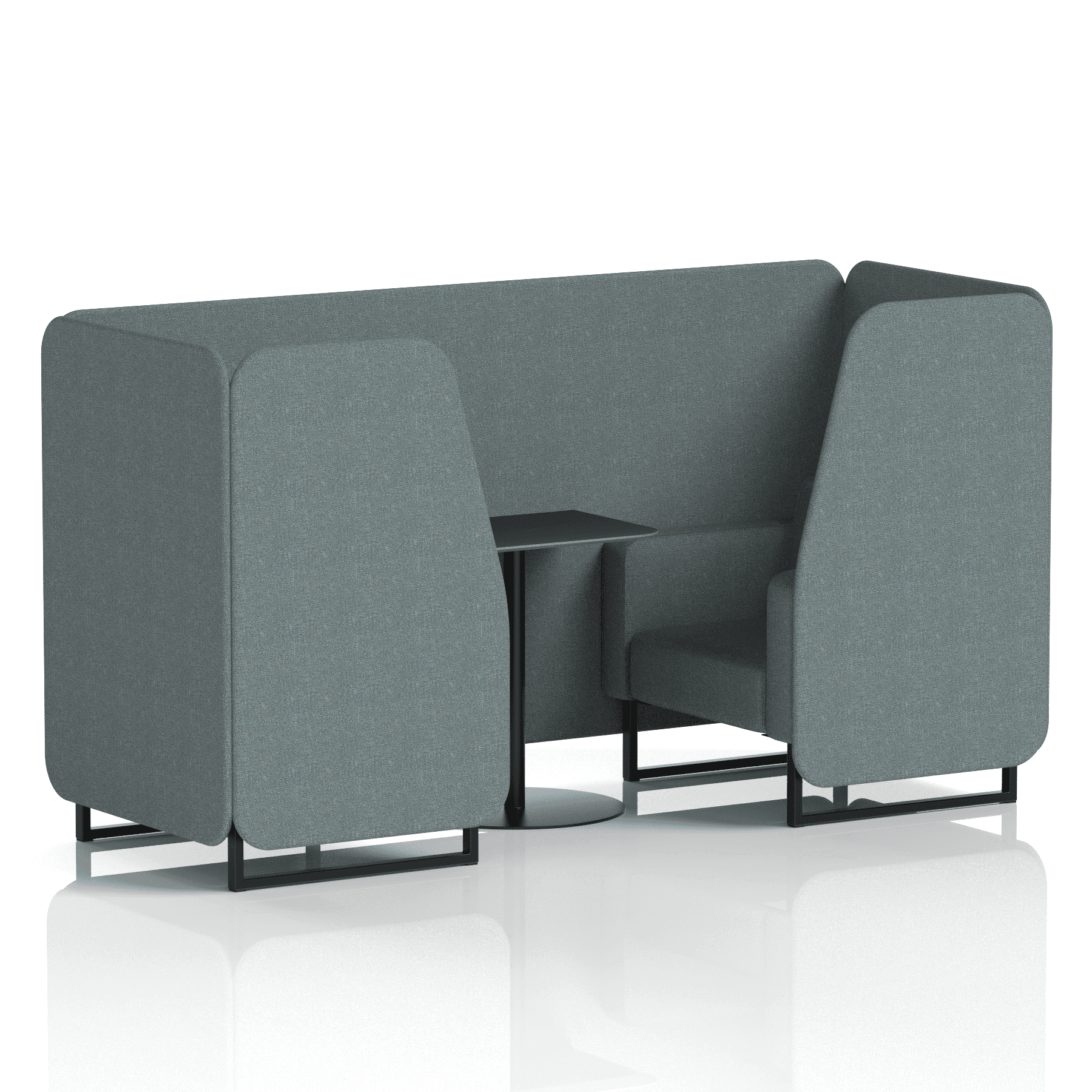 Brixworth Booth With Black Legs And Black Table In Single Tone 6 Seater Vitreous Panels And Sofa Band 1 - Rivet