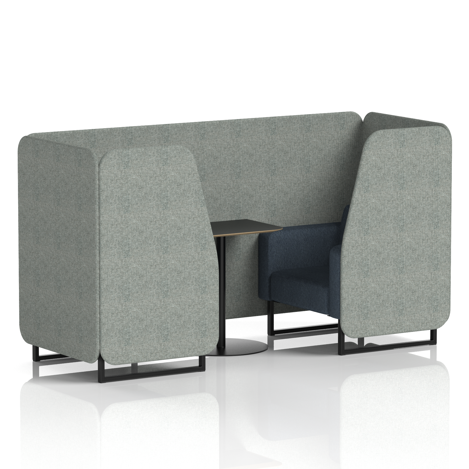 Brixworth Booth With Black Legs And Black Table In Two Tone 4 Seater Charcoal Panels And Vitreous Sofa  