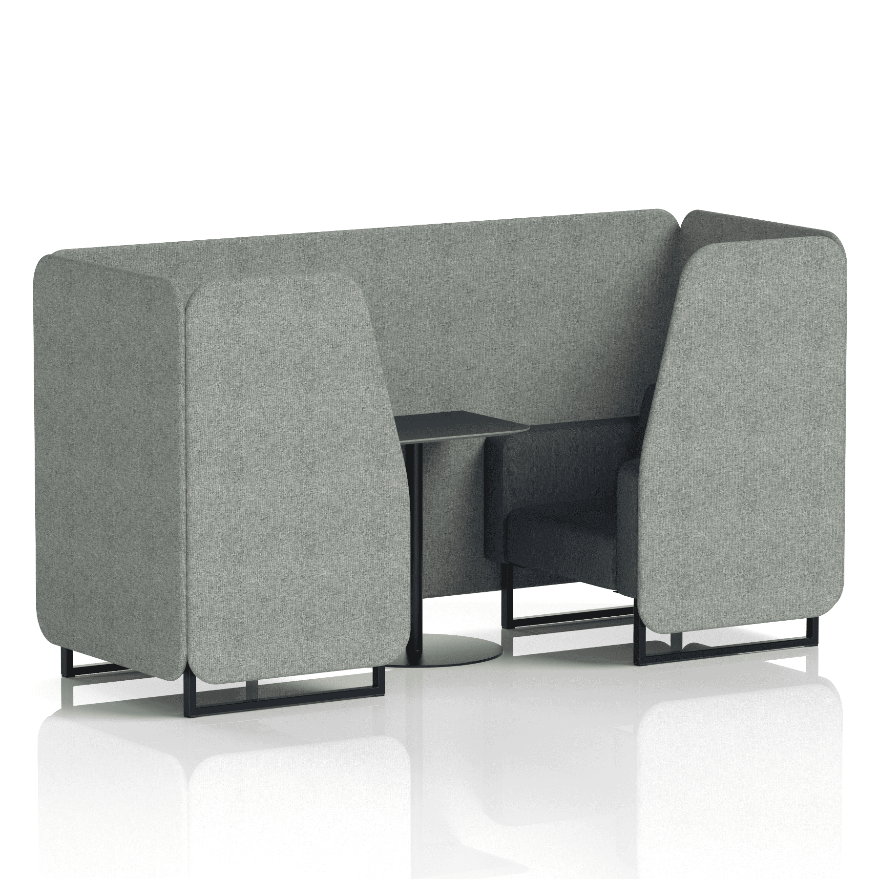 Brixworth Booth With Black Legs And Black Table In Two Tone 4 Seater Charcoal Panels And Vitreous Sofa  