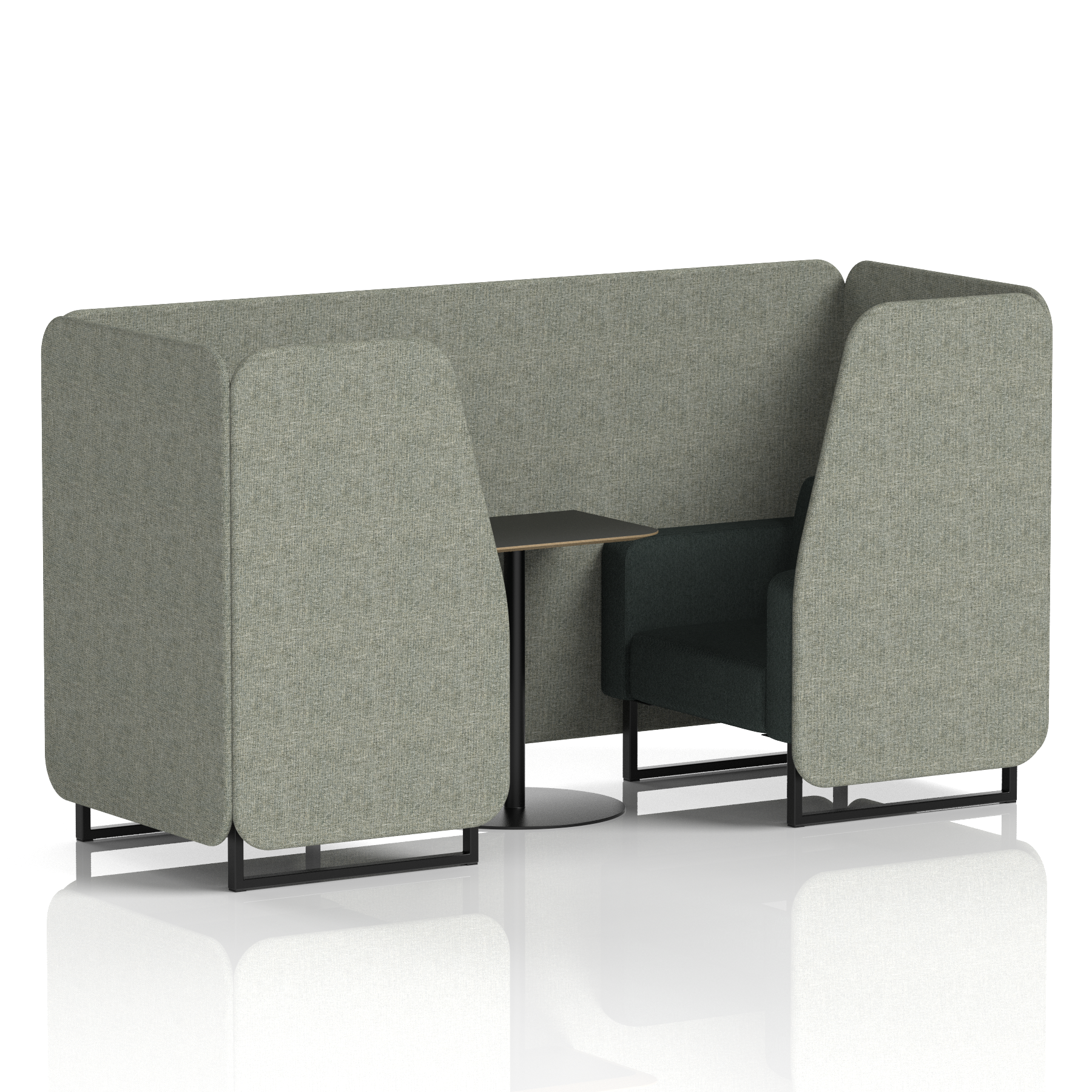 Brixworth Booth With Black Legs And Black Table In Two Tone 6 Seater Charcoal Panels And Vitreous Sofa  