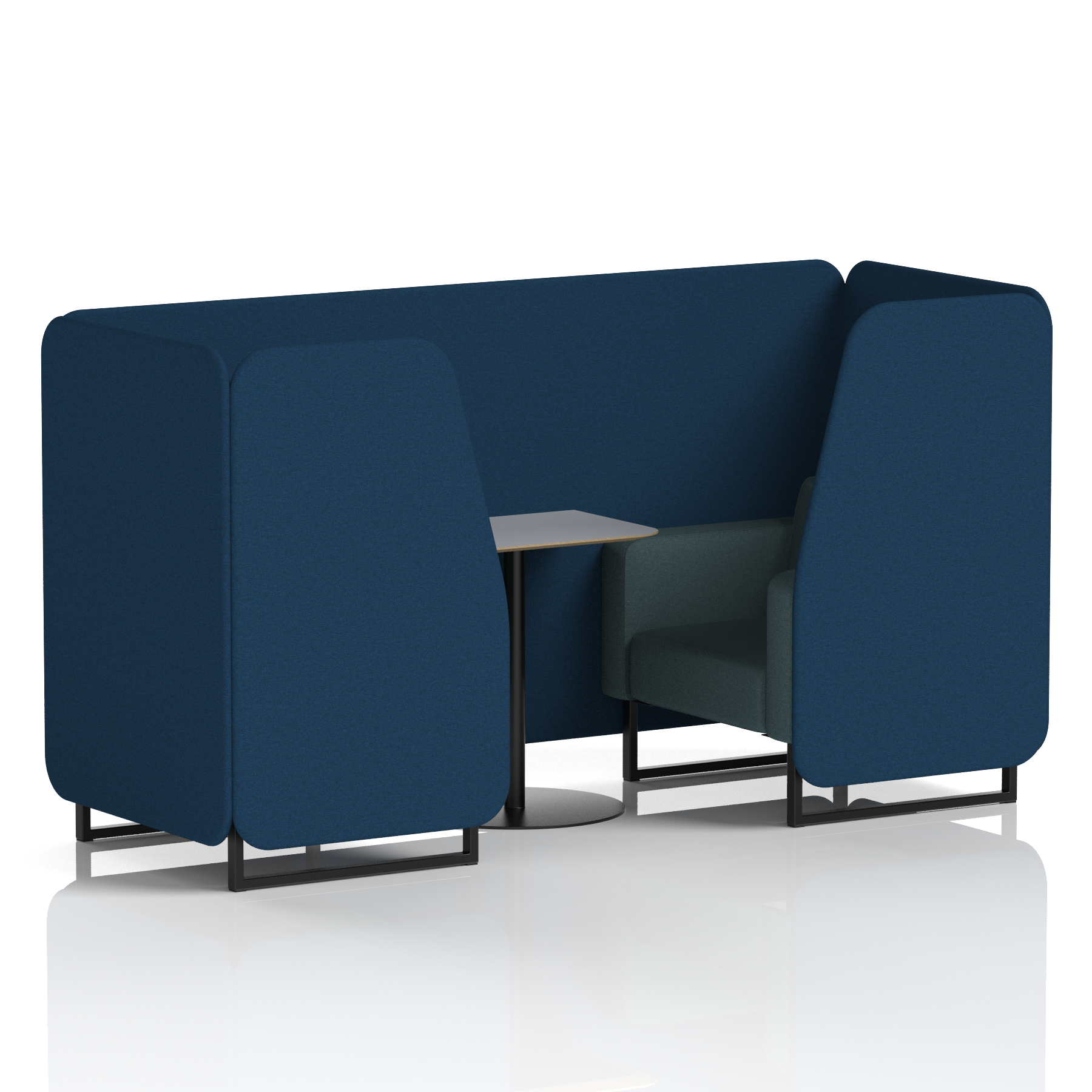 Brixworth Booth With Black Legs And Grey Table In Two Tone 4 Seater Crucible Panels And Prime Sofa Band 1 - Rivet