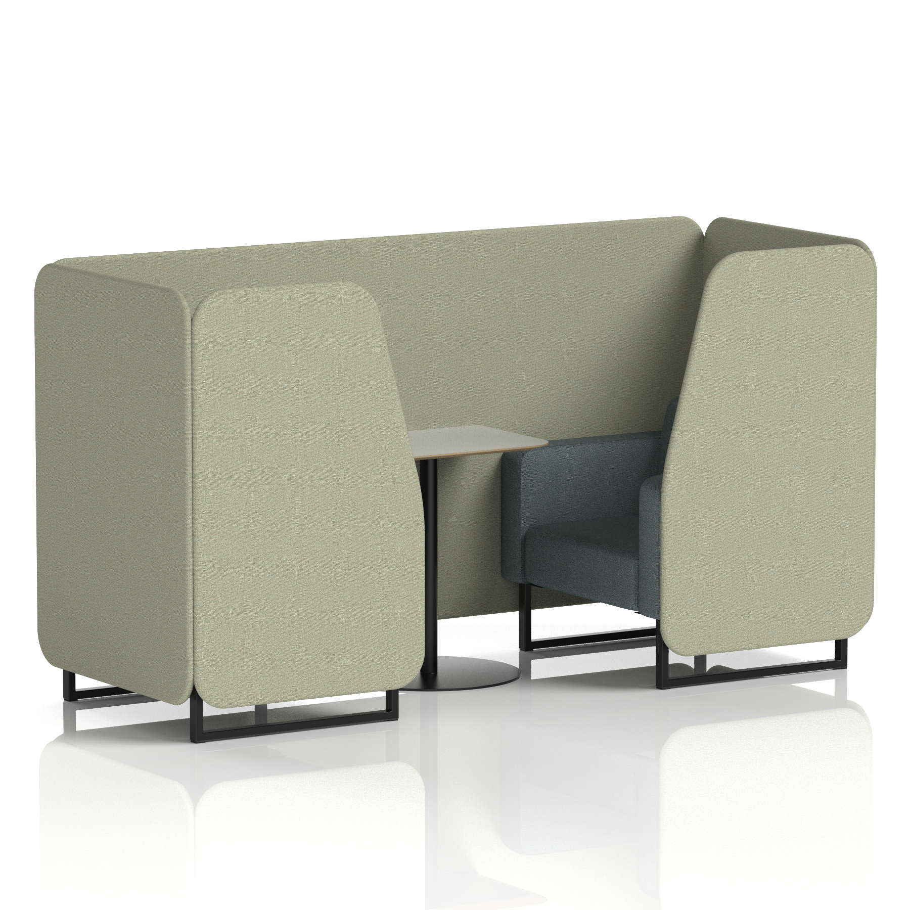 Brixworth Booth With Black Legs And Grey Table In Two Tone 6 Seater Prime Panels And Crucible Sofa Band 1 - Rivet