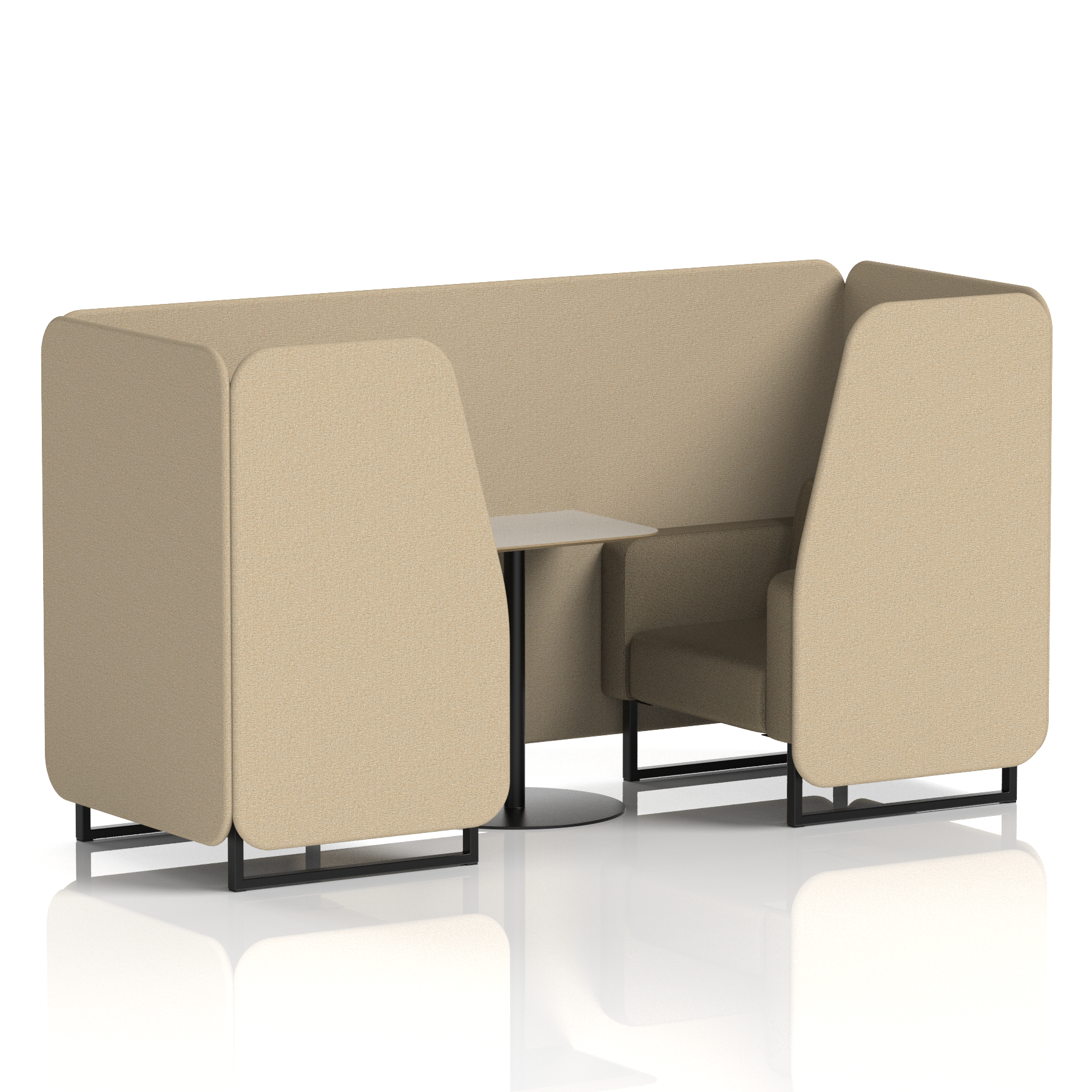 Brixworth Booth With Black Legs And Grey Table In Two Tone 4 Seater Vitreous Panels And Charcoal Sofa Band 1 - Rivet