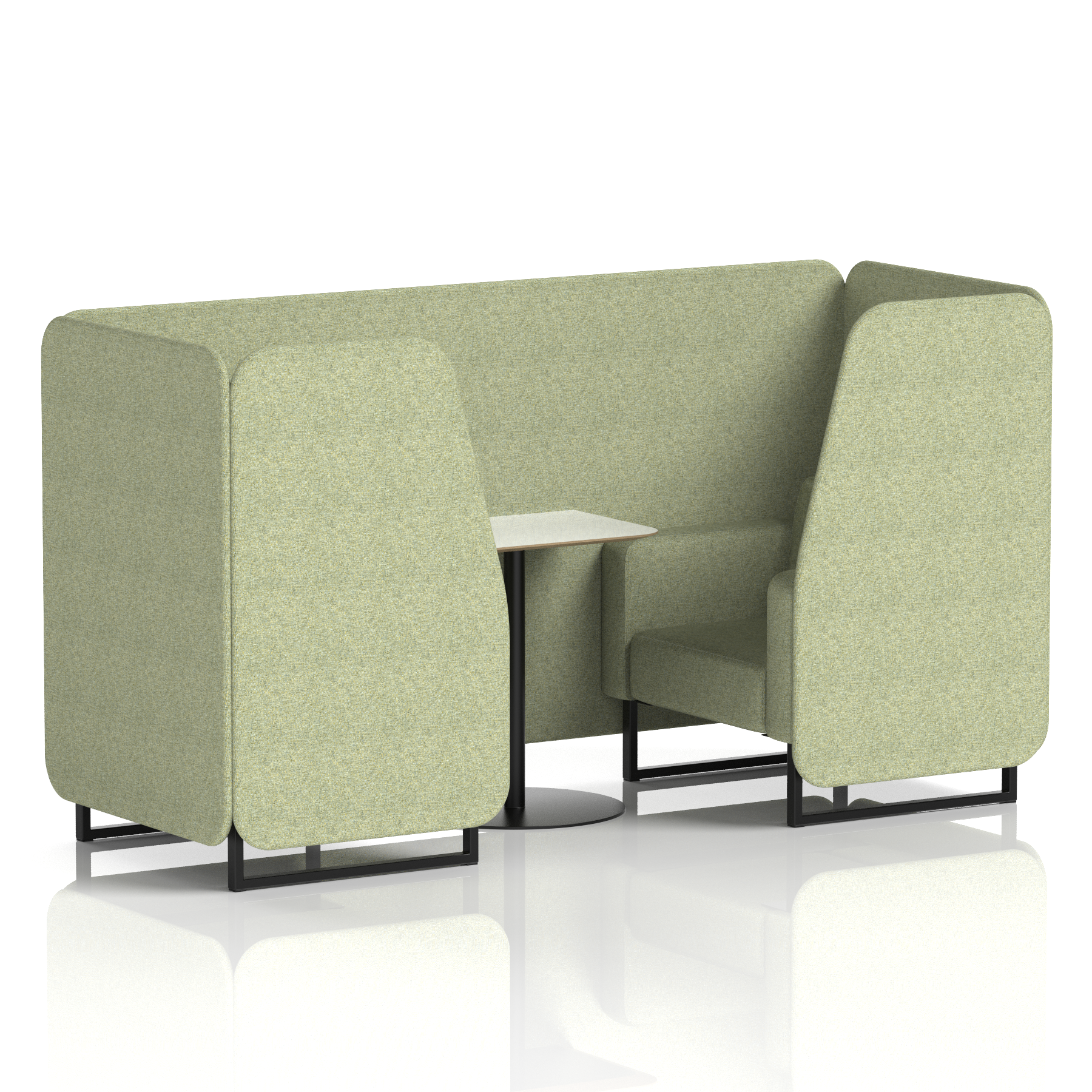 Brixworth Booth With Black Legs And White Table In Single Tone 4 Seater Burnish Panels And Sofa Band 1 - Rivet