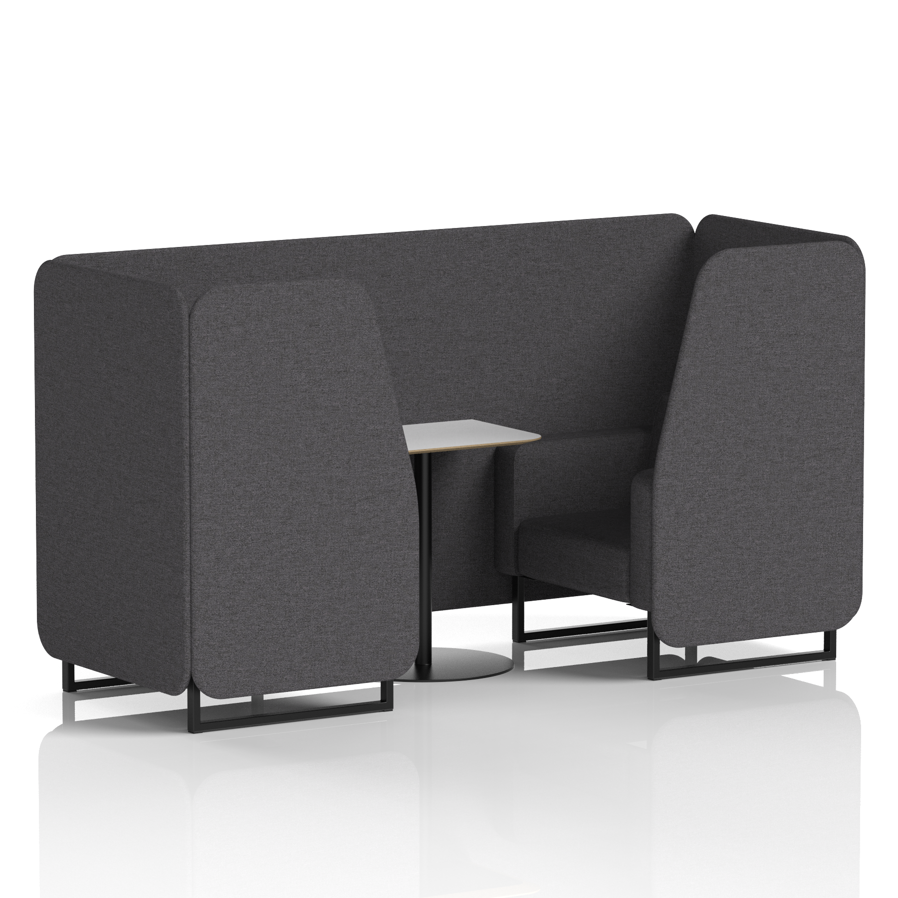 Brixworth Booth With Black Legs And White Table In Single Tone 2 Seater Crucible Panels And Sofa Band 1 - Rivet