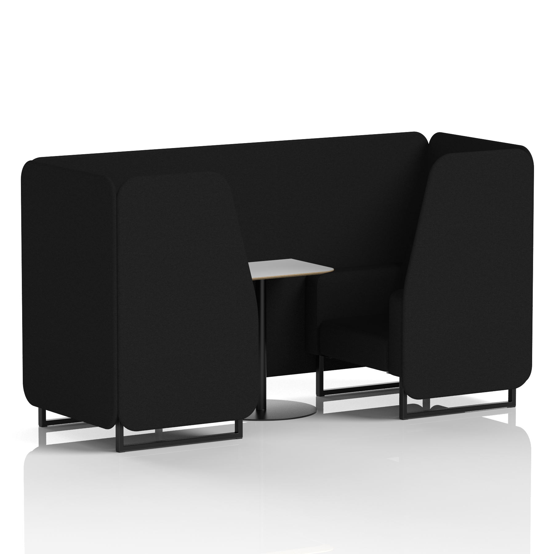 Brixworth Booth With Black Legs And White Table In Single Tone 6 Seater Crucible Panels And Sofa Band 1 - Rivet
