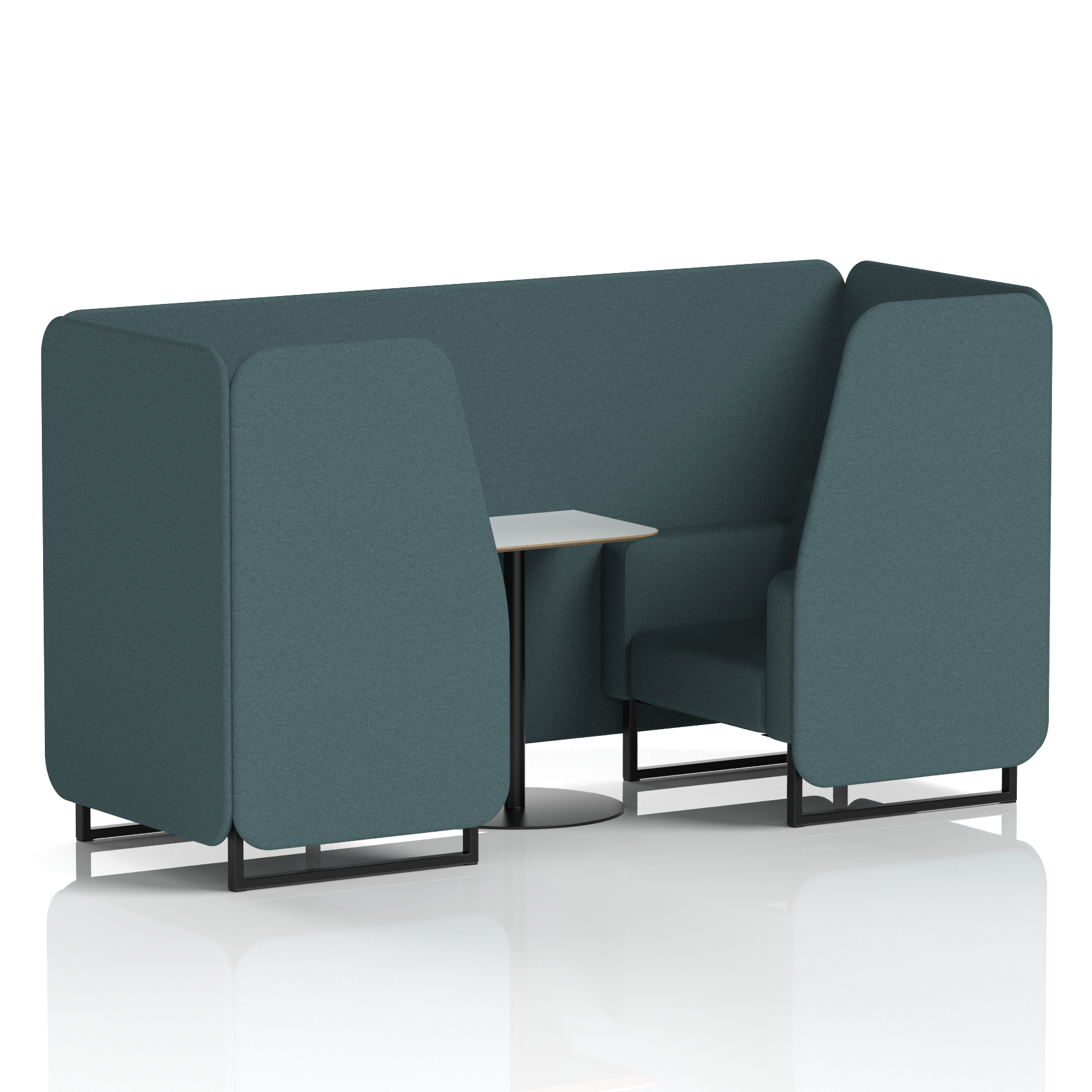 Brixworth Booth With Black Legs And White Table In Single Tone 4 Seater Olive Panels And Sofa Band 1 - Rivet