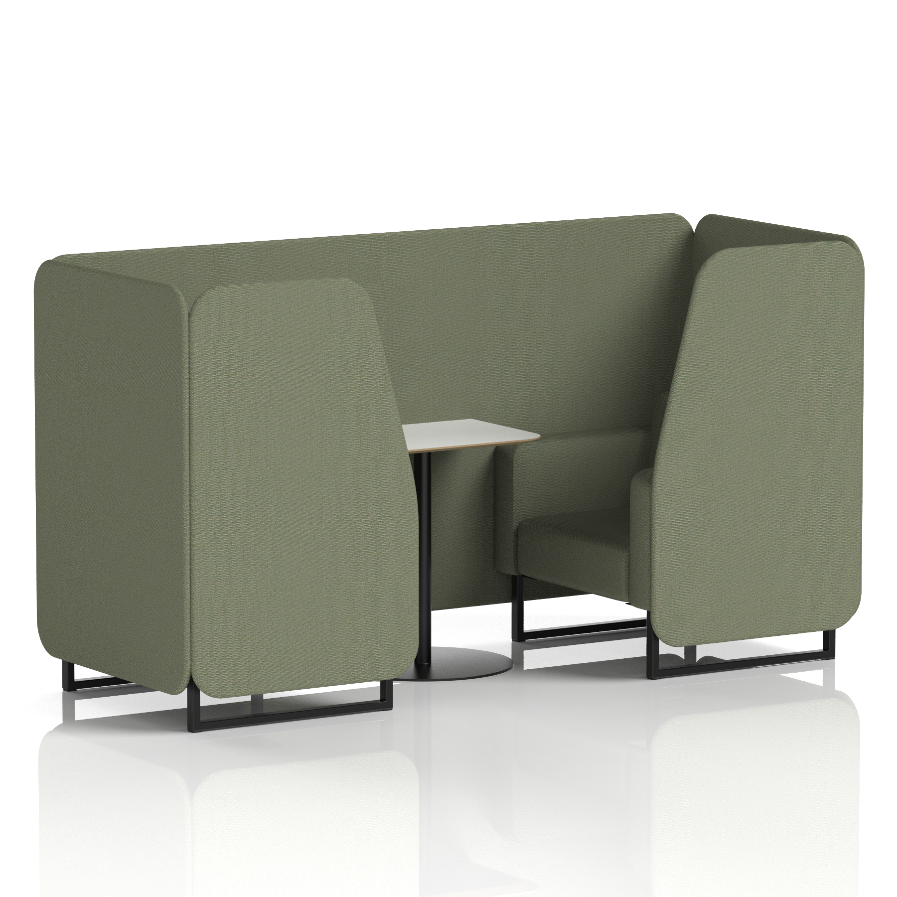 Brixworth Booth With Black Legs And White Table In Single Tone 4 Seater Prime Panels And Sofa Band 1 - Rivet