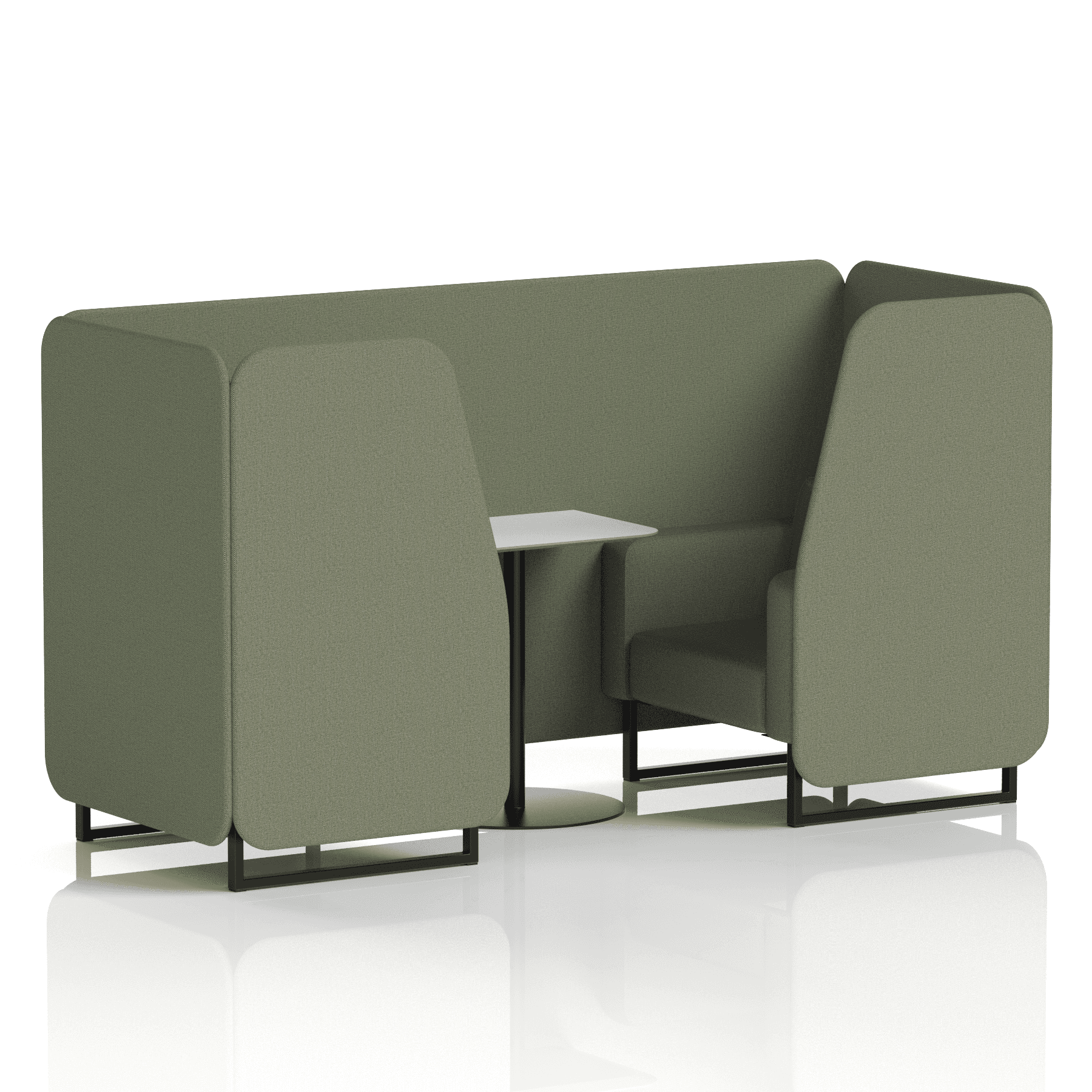 Brixworth Booth With Black Legs And White Table In Single Tone 4 Seater Prime Panels And Sofa Band 1 - Rivet