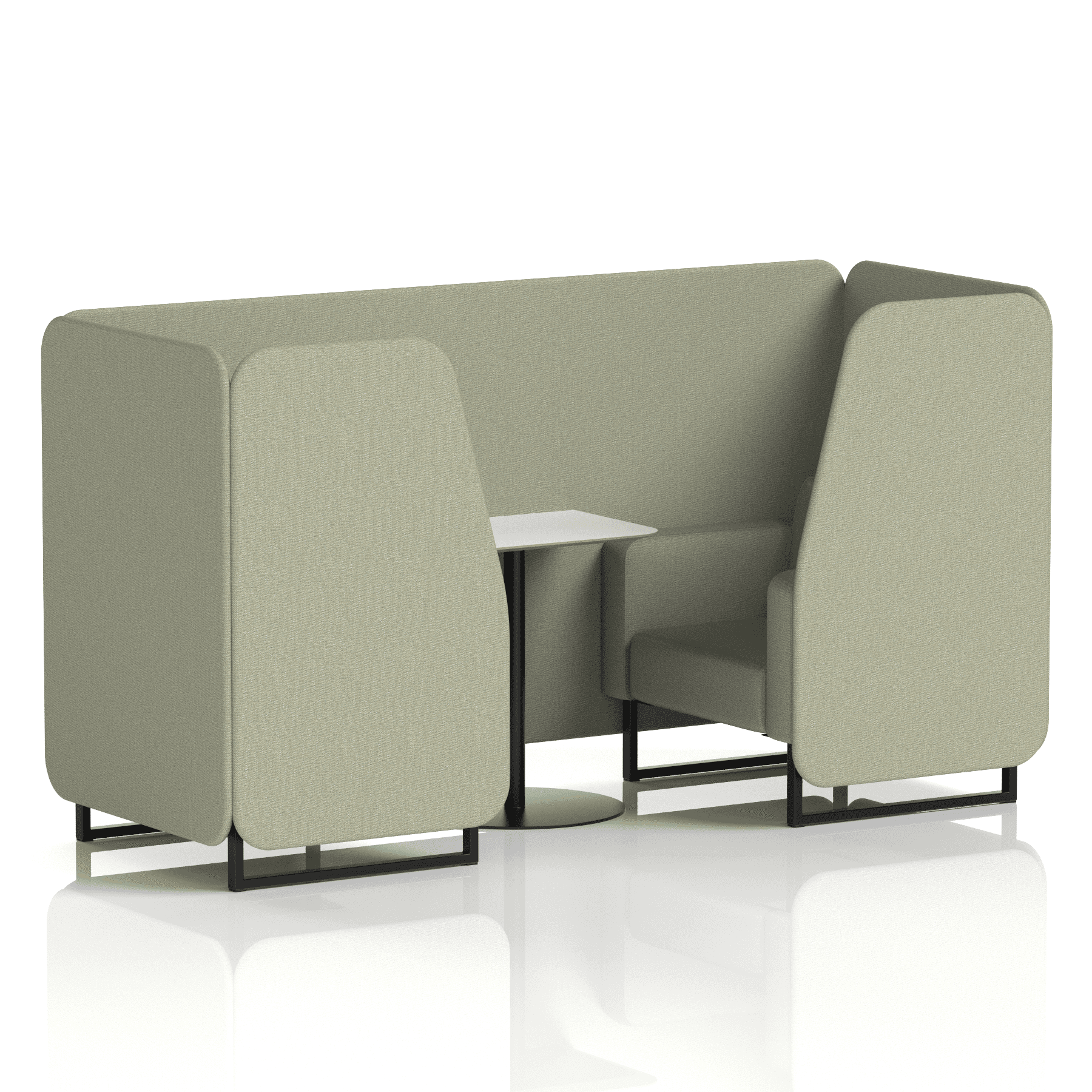 Brixworth Booth With Black Legs And White Table In Single Tone 6 Seater Prime Panels And Sofa Band 1 - Rivet