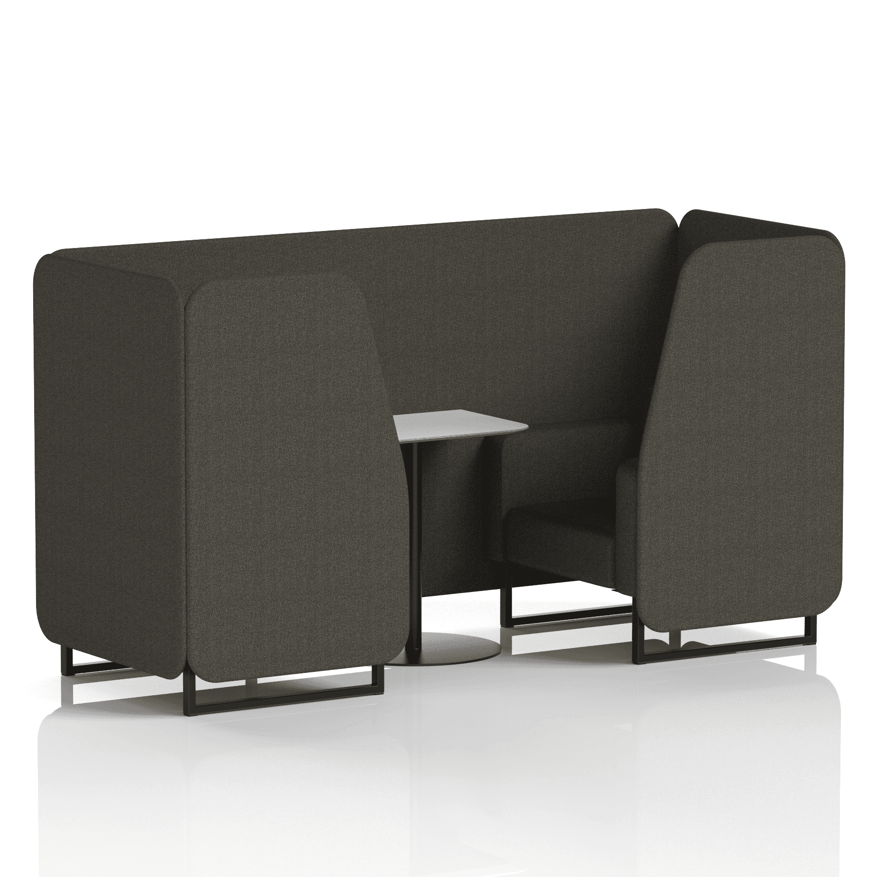 Brixworth Booth With Black Legs And White Table In Single Tone 2 Seater Vitreous Panels And Sofa Band 1 - Rivet