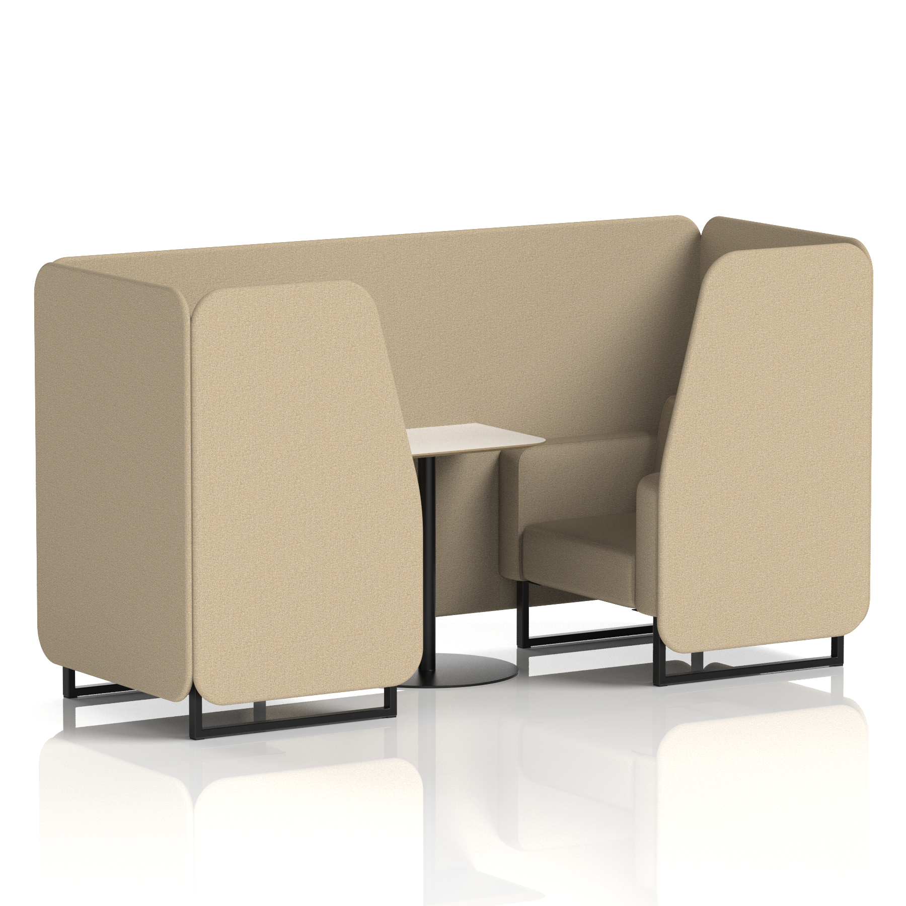 Brixworth Booth With Black Legs And White Table In Single Tone 4 Seater Vitreous Panels And Sofa Band 1 - Rivet