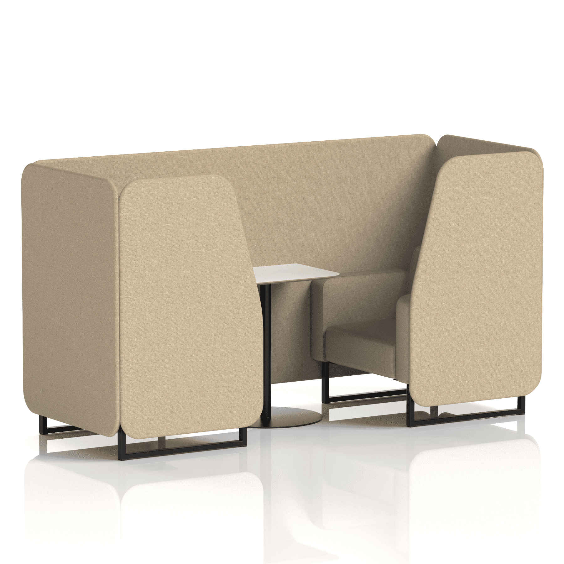 Brixworth Booth With Black Legs And White Table In Single Tone 4 Seater Vitreous Panels And Sofa Band 1 - Rivet