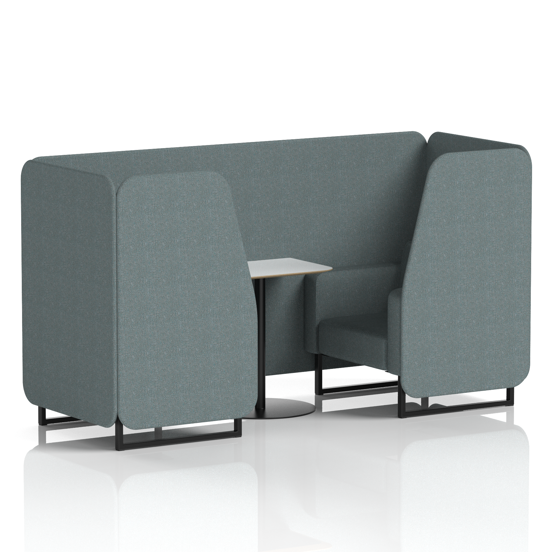 Brixworth Booth With Black Legs And White Table In Single Tone 6 Seater Vitreous Panels And Sofa Band 1 - Rivet