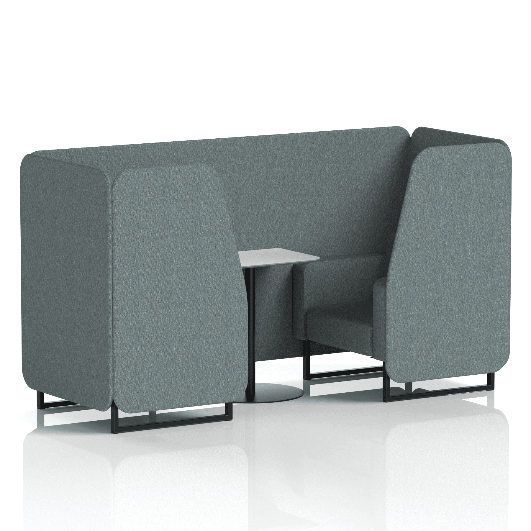 Brixworth Booth With Black Legs And White Table In Single Tone 6 Seater Vitreous Panels And Sofa Band 1 - Rivet