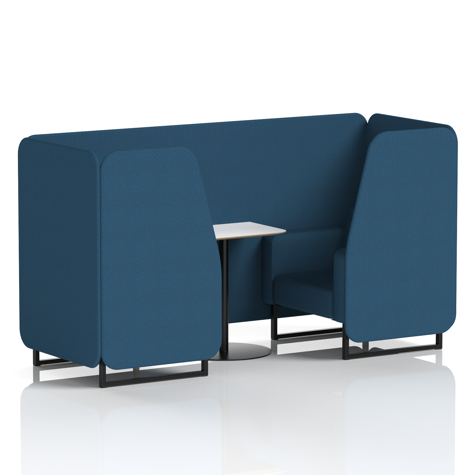 Brixworth Booth With Black Legs And White Table In Single Tone 4 Seater Number Panels And Sofa Band 2 - X2