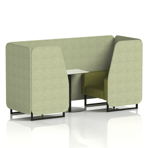 Brixworth Booth With Black Legs And White Table In Two Tone 4 Seater Burnish Panels And Olive Sofa Band 1 - Rivet