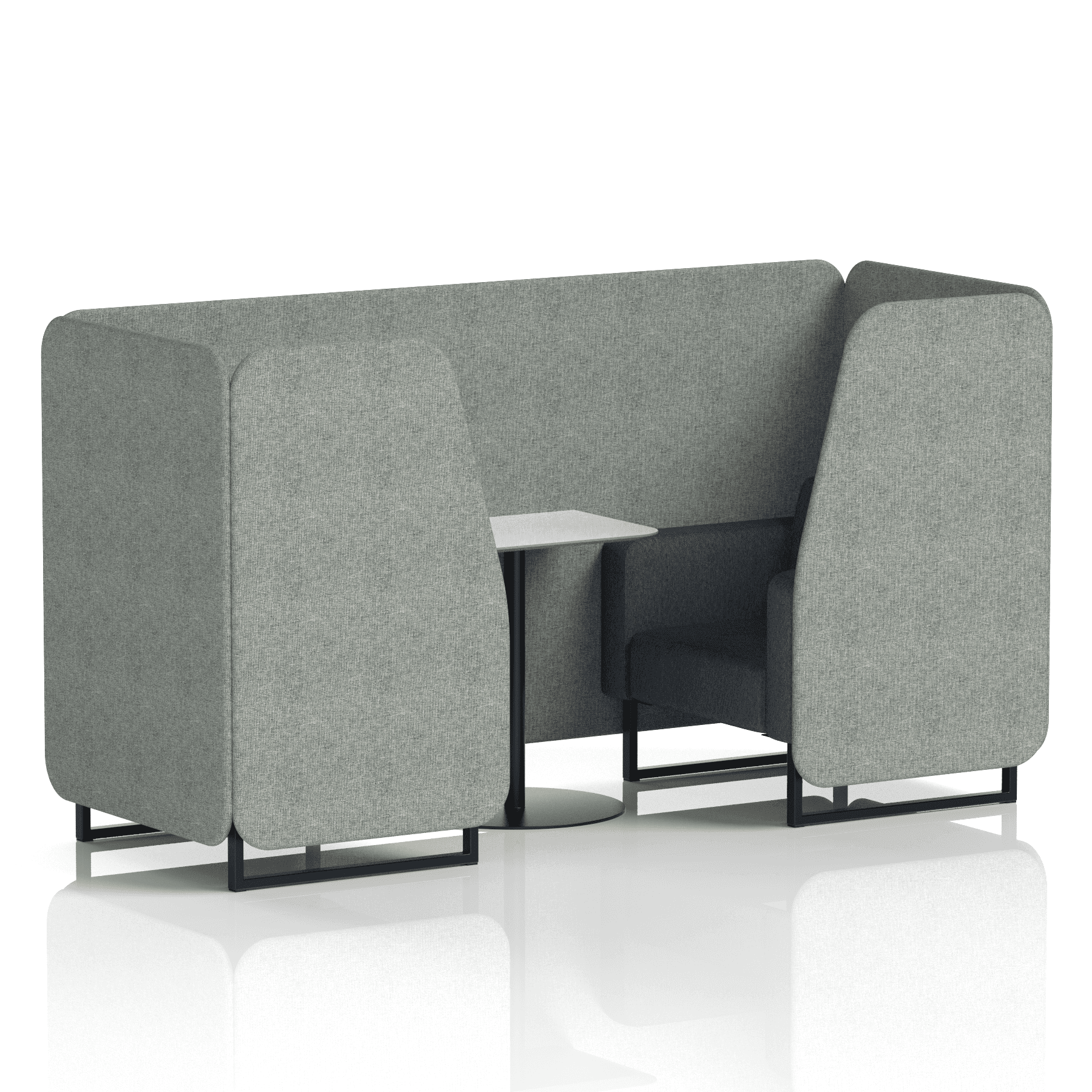 Brixworth Booth With Black Legs And White Table In Two Tone 4 Seater Charcoal Panels And Vitreous Sofa Band 1 - Rivet