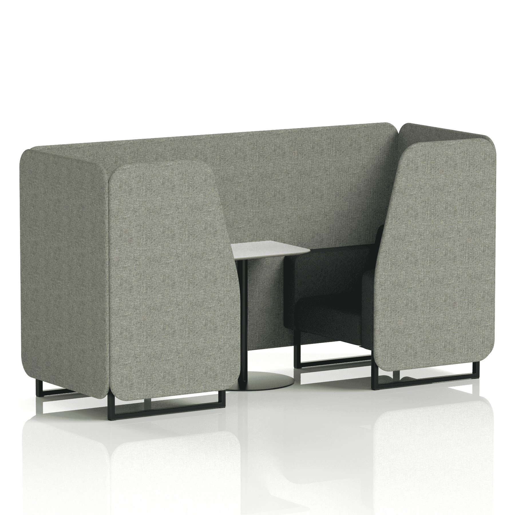 Brixworth Booth With Black Legs And White Table In Two Tone 6 Seater Charcoal Panels And Vitreous Sofa Band 1 - Rivet