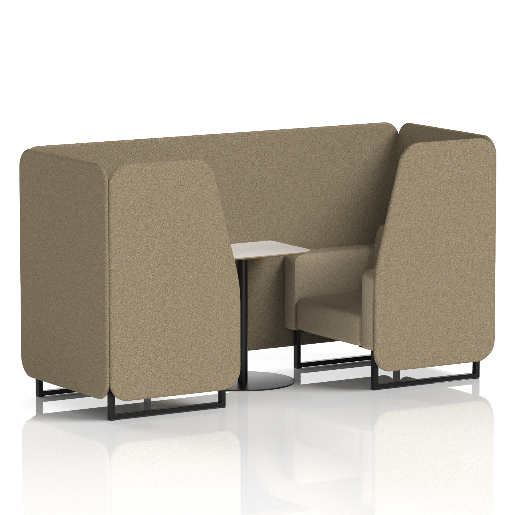 Brixworth Booth With Black Legs And White Table In Two Tone 2 Seater Prime Panels And Crucible Sofa Band 1 - Rivet