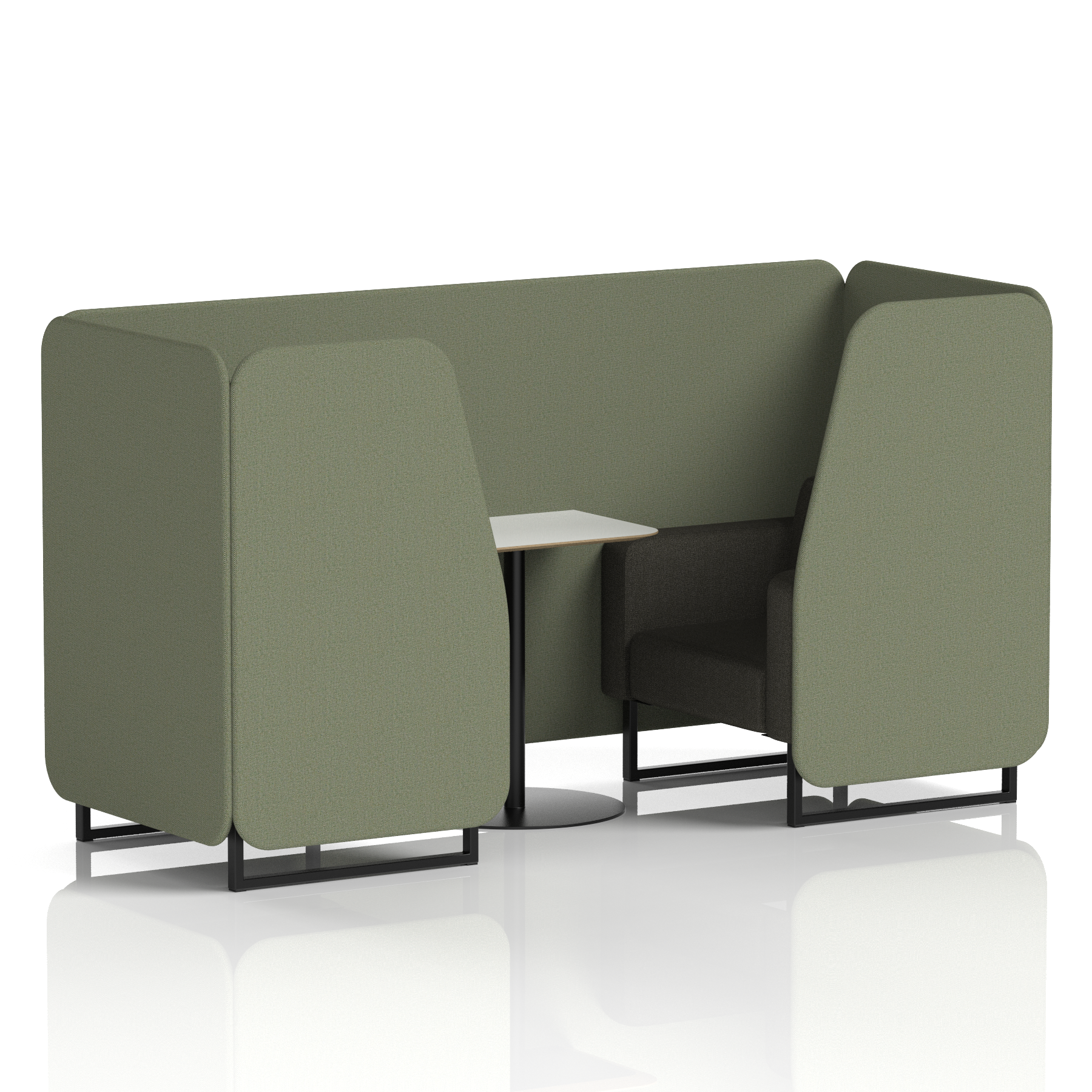Brixworth Booth With Black Legs And White Table In Two Tone 4 Seater Prime Panels And Crucible Sofa Band 1 - Rivet