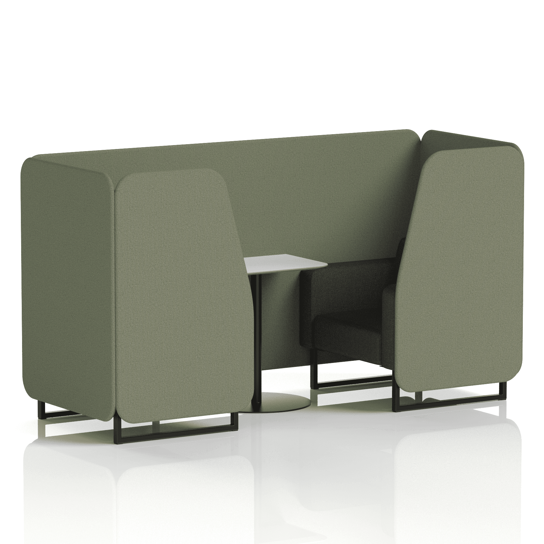 Brixworth Booth With Black Legs And White Table In Two Tone 4 Seater Prime Panels And Crucible Sofa Band 1 - Rivet