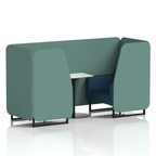 Brixworth Booth With Black Legs And White Table In Two Tone 2 Seater Diameter Panels And Theory Sofa Band 2 - X2