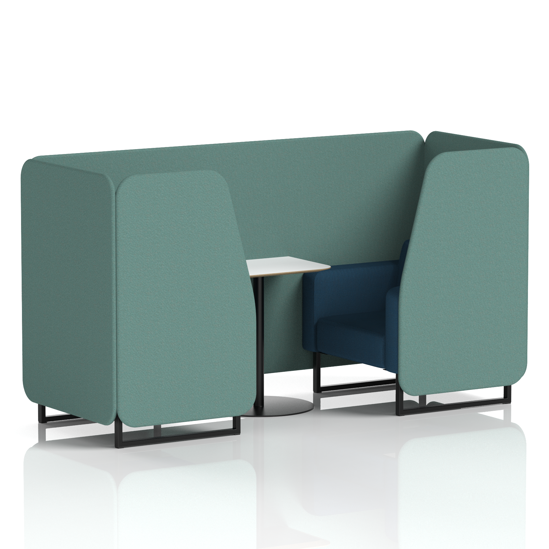 Brixworth Booth With Black Legs And White Table In Two Tone 2 Seater Diameter Panels And Theory Sofa Band 2 - X2