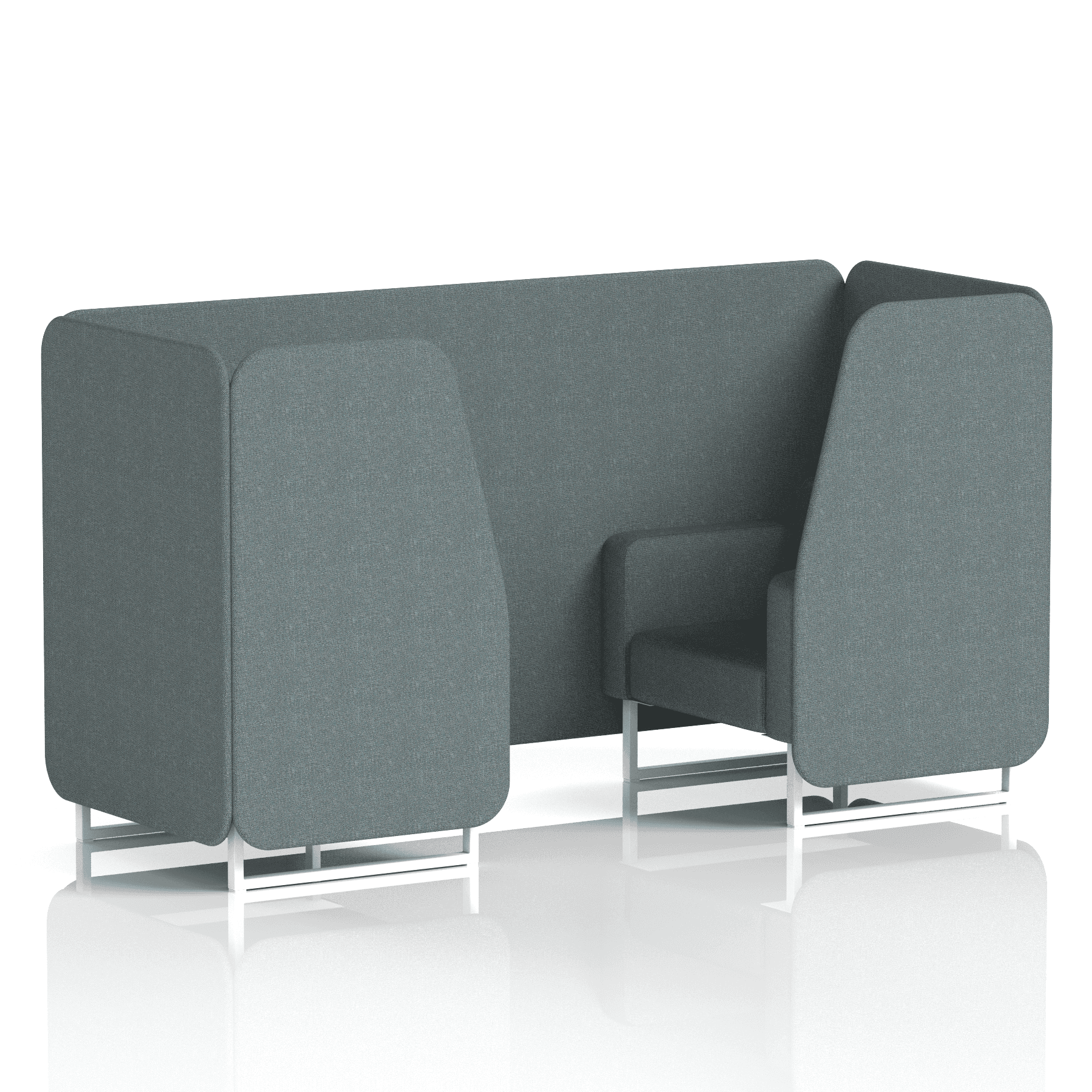 Brixworth Booth With White Legs in Single Tone 6 Seater Vitreous Panels And Sofa Band 1 - Rivet