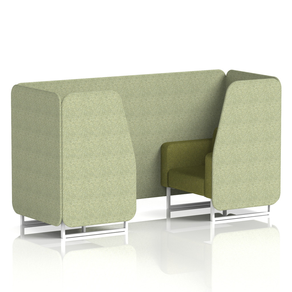 Brixworth Booth With White Legs in Two Tone 4 Seater Burnish Panels And Olive Sofa Band 1 - Rivet