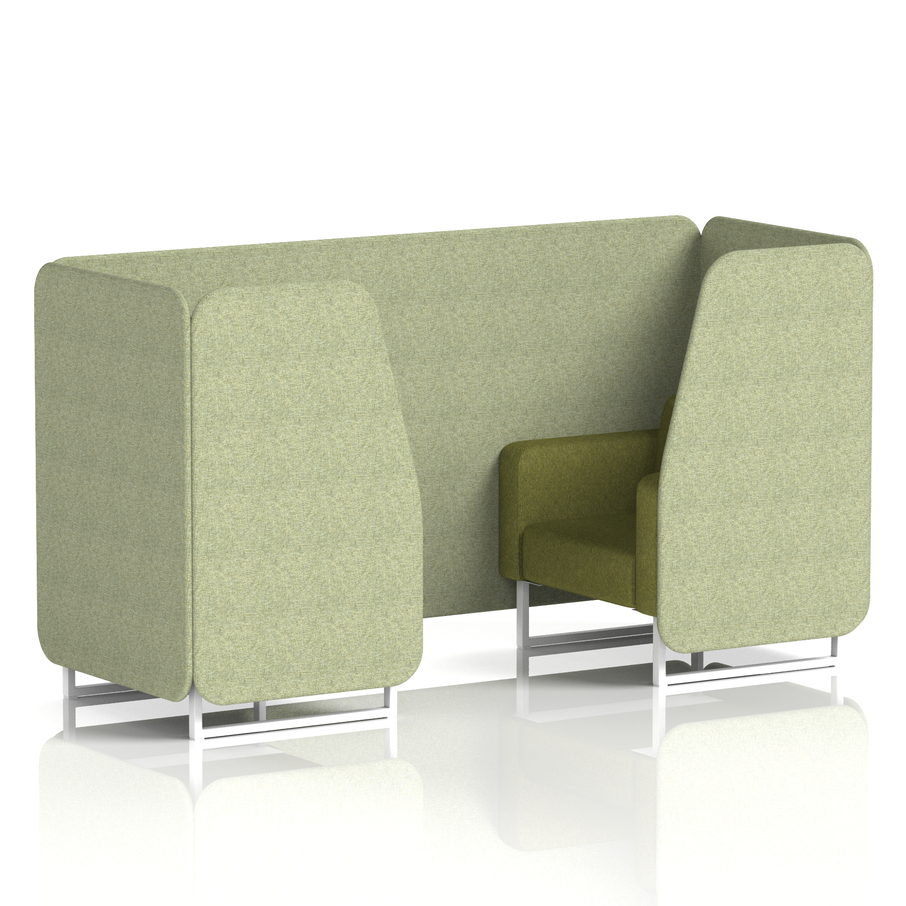 Brixworth Booth With White Legs in Two Tone 4 Seater Burnish Panels And Olive Sofa Band 1 - Rivet