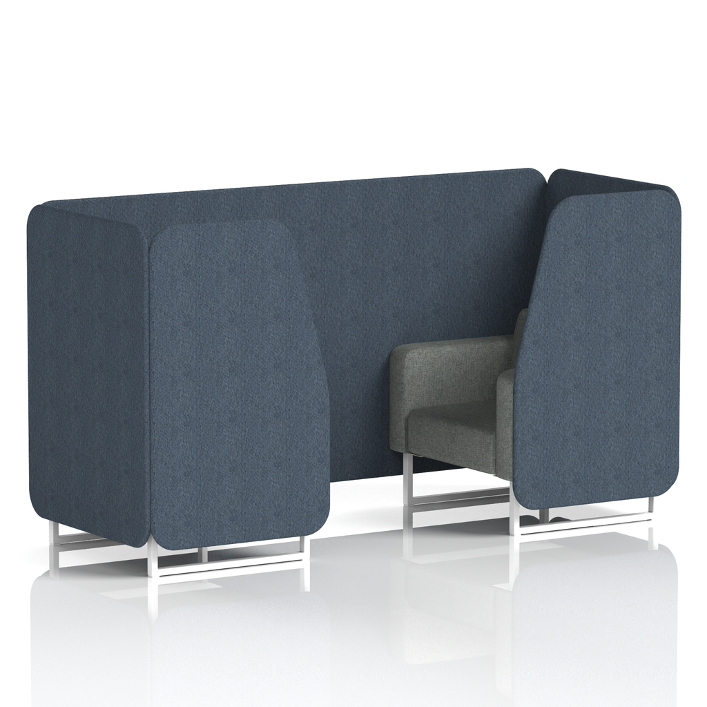 Brixworth Booth With White Legs in Two Tone 6 Seater Burnish Panels And Olive Sofa Band 1 - Rivet