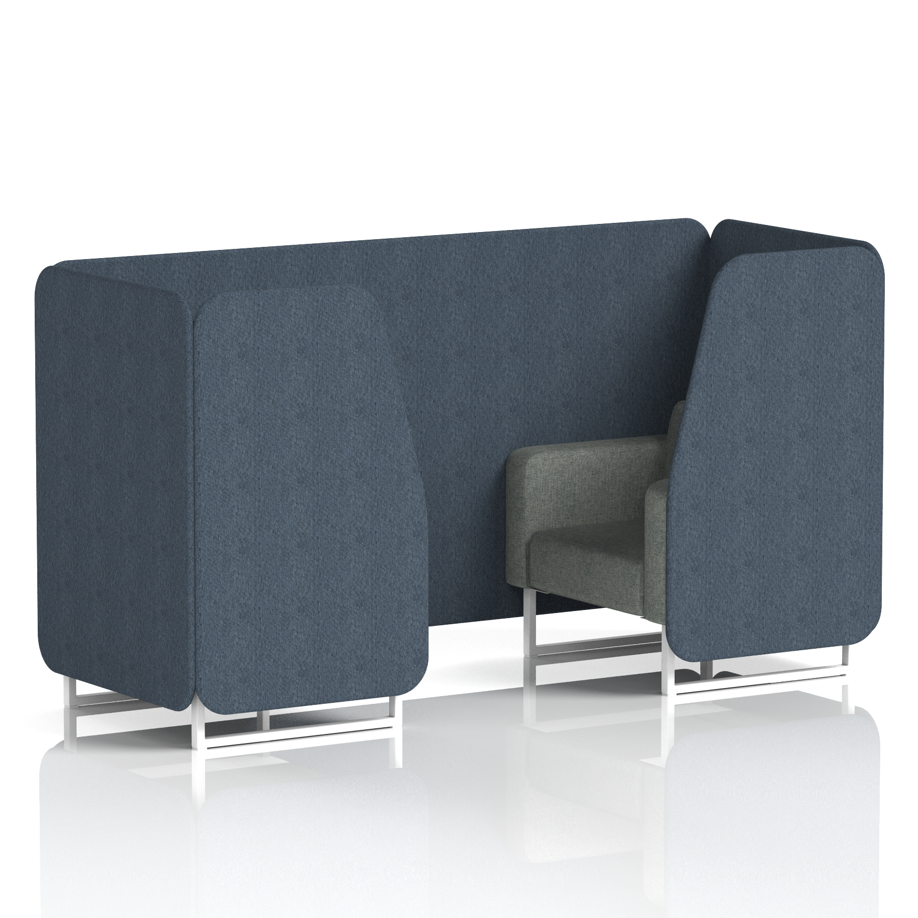 Brixworth Booth With White Legs in Two Tone 6 Seater Burnish Panels And Olive Sofa Band 1 - Rivet