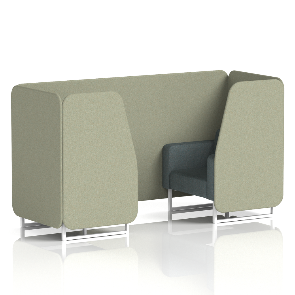 Brixworth Booth With White Legs in Two Tone 6 Seater Prime Panels And Crucible Sofa Band 1 - Rivet