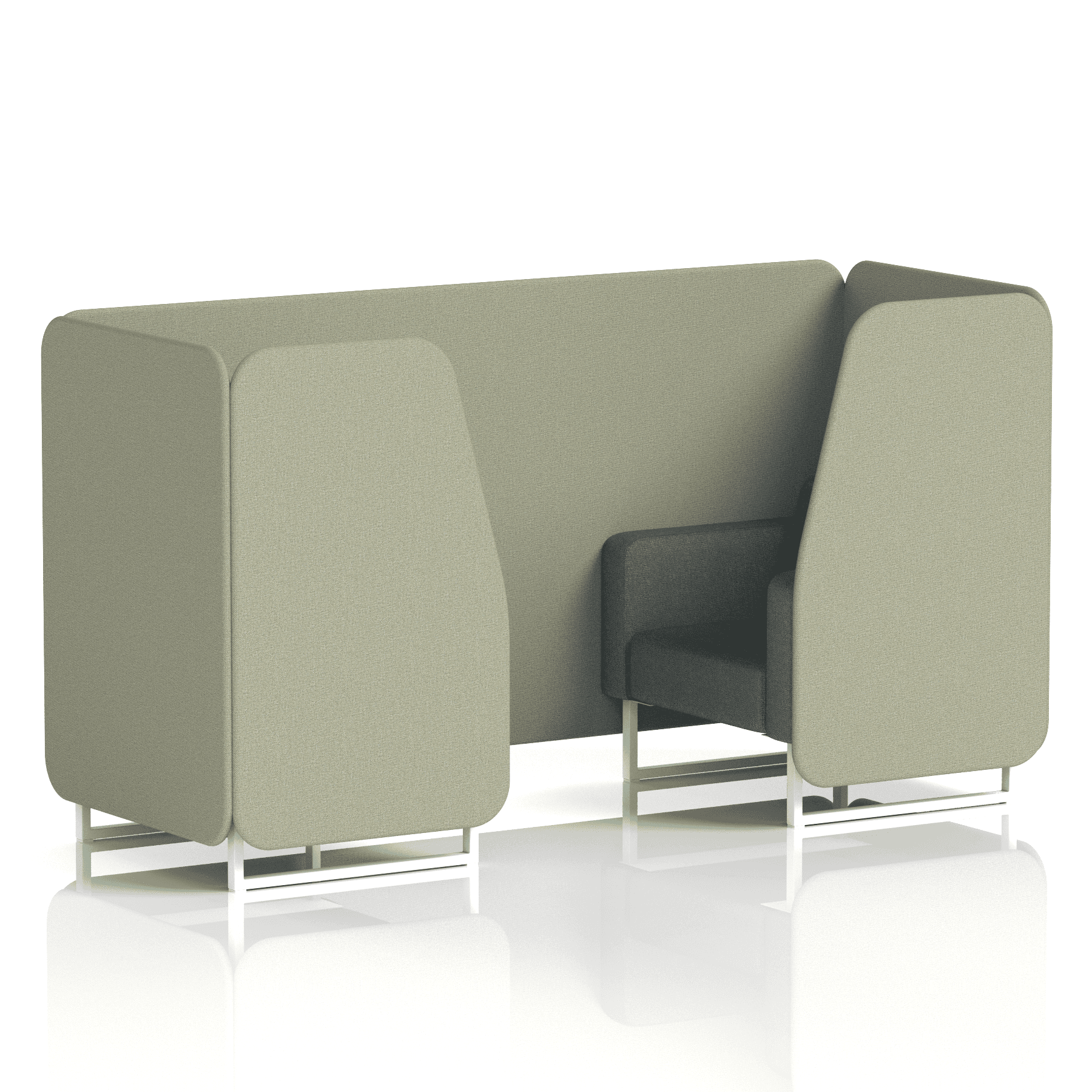 Brixworth Booth With White Legs in Two Tone 6 Seater Prime Panels And Crucible Sofa Band 1 - Rivet