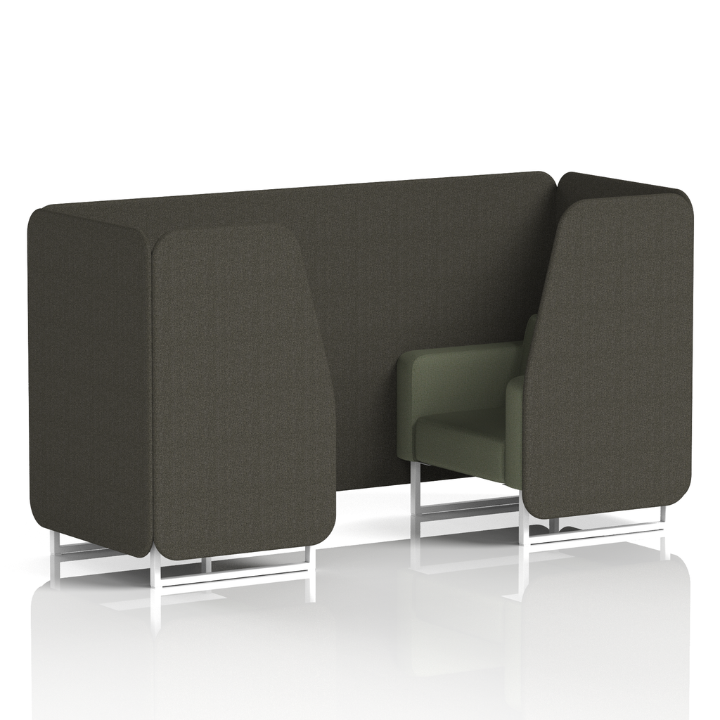 Brixworth Booth With White Legs in Two Tone 2 Seater Vitreous Panels And Charcoal Sofa Band 1 - Rivet