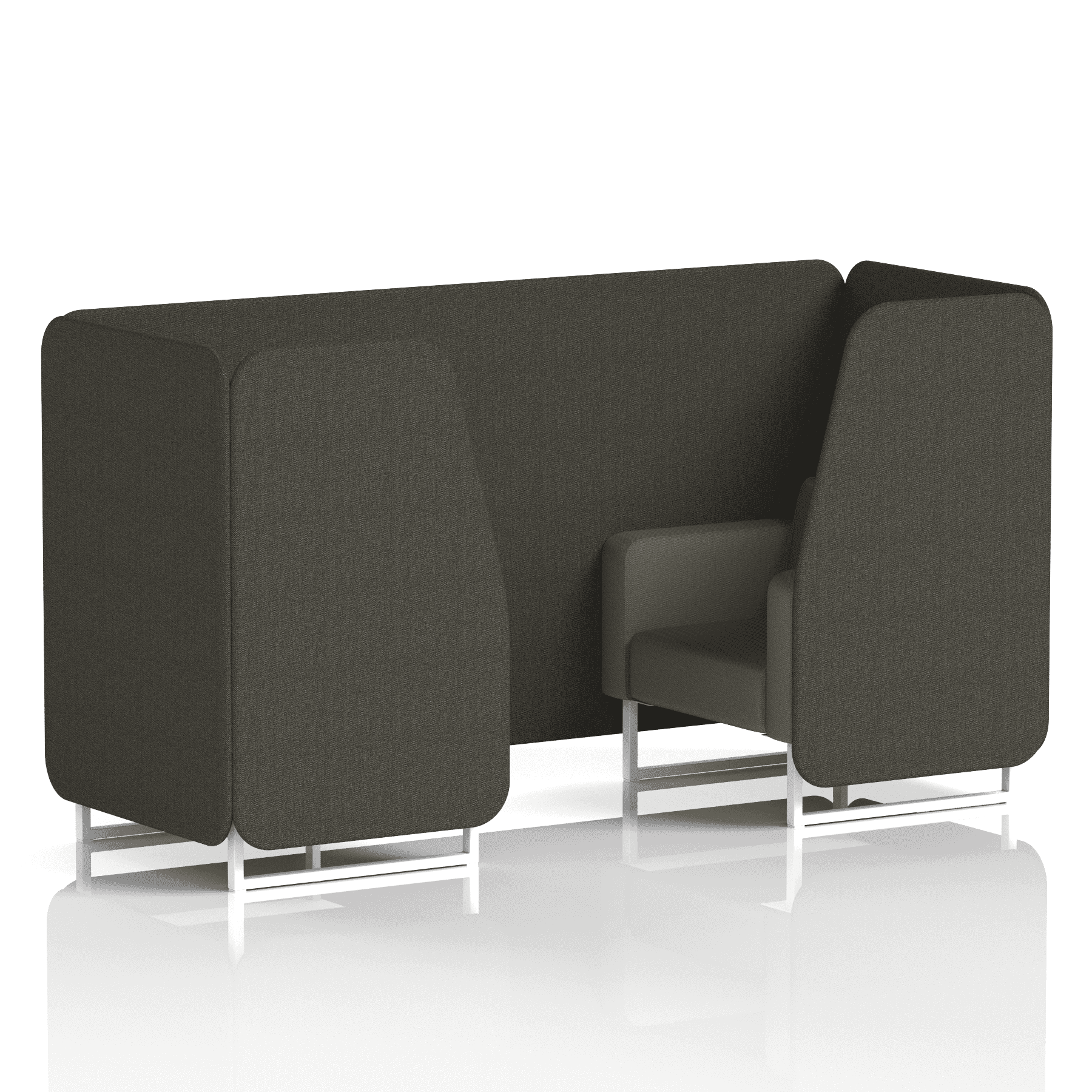 Brixworth Booth With White Legs in Two Tone 2 Seater Vitreous Panels And Charcoal Sofa Band 1 - Rivet
