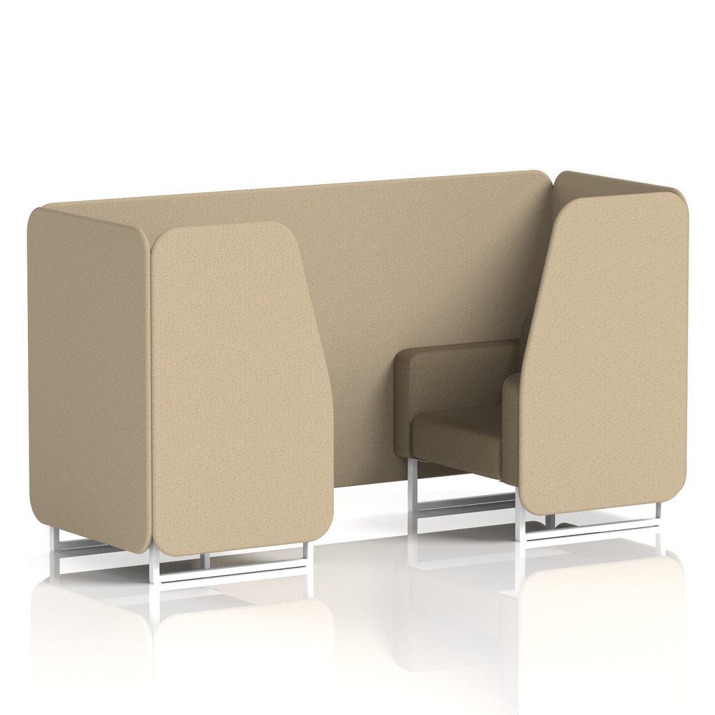 Brixworth Booth With White Legs in Two Tone 4 Seater Vitreous Panels And Charcoal Sofa Band 1 - Rivet