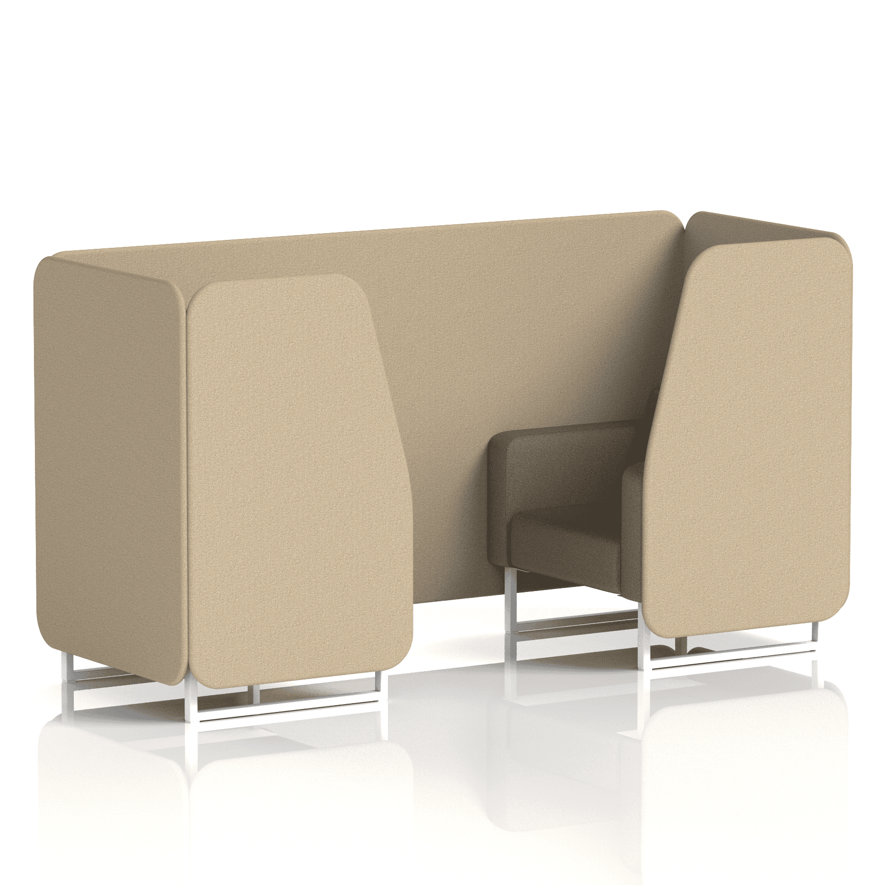 Brixworth Booth With White Legs in Two Tone 4 Seater Vitreous Panels And Charcoal Sofa Band 1 - Rivet